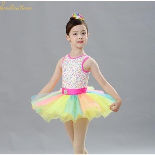 Child Colorful Ballet Tutu Dress Sequins Tutu Ballet Dress Adult Ballerina Costume Women Stage Performance Dance Dress For Girl