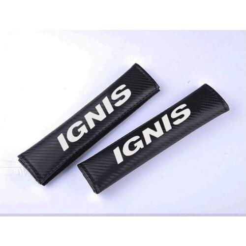 For Suzuki Ignis Pu Material Carbon Fiber Texture Fashion Car Seat Belt Cover Car Seat Belt Shoulder Pads Car Styling 2pcs