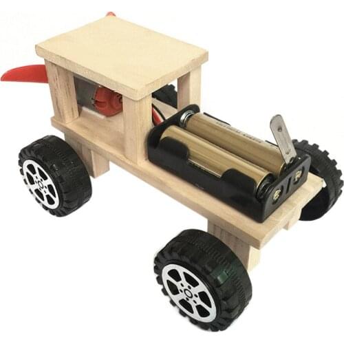 Electric Toy Assembled Toy Wooden Car Kids Aerodynamic Car Kids Student Science Educational DIY Electronic Blocks Toy