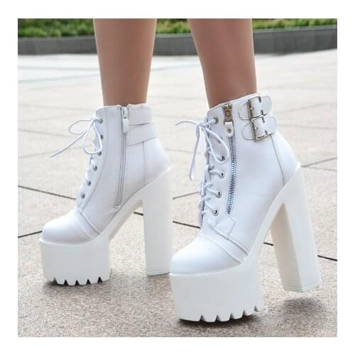 Europe / America sexy high heels nightclub bar performance womens shoes 15 cm super high heel waterproof platform Martin boots