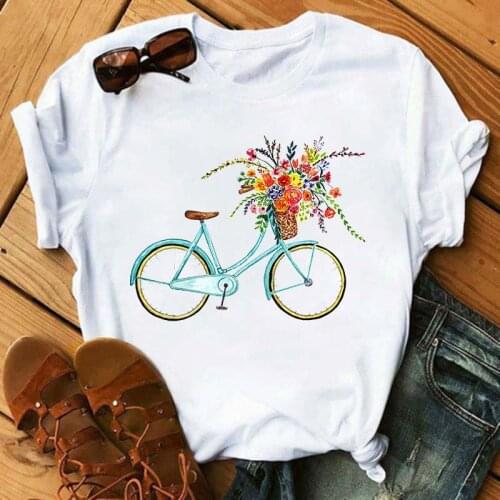Flower Graphic Women T-shirts Short Sleeve Summer Ladies Print Lady Womens T Top Tshirt Female Tee Floral Pattern T-Shirt