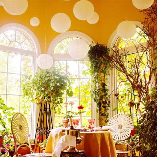 30pcs/lot 4''-12'' Mix Size Chinese Paper Ball Lampion Hanging White Wedding Decoration Paper Lanterns Lampshade Party Decor