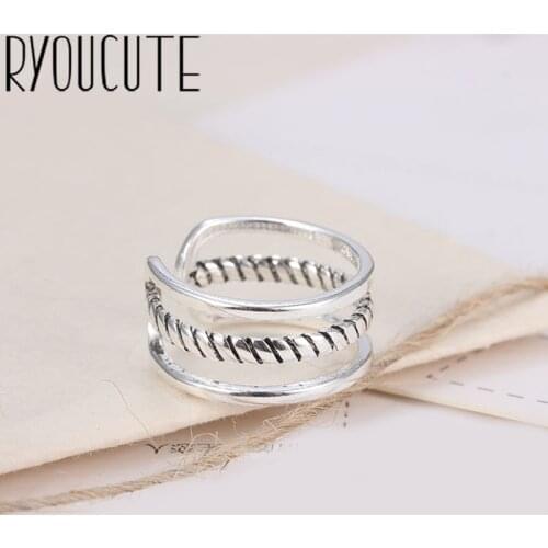 2019 Bijoux Silver Color Retro Rings for Women Gift Ladies Adjustable Size Antique Ring Joyas De Plata Anillos