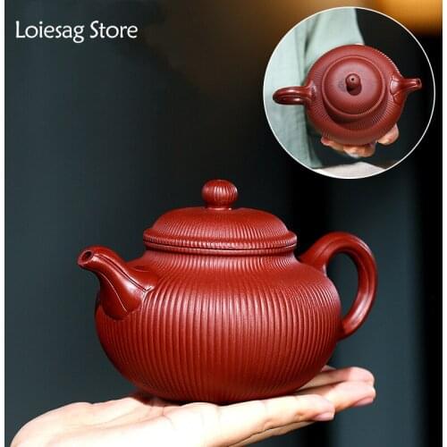 Loiesag 350ml Yixing Antique Purple Clay Teapot Raw Ore DaHongPao Handmade Nine Holes Effluent Zisha Tea Pot Kung Fu Tea Set