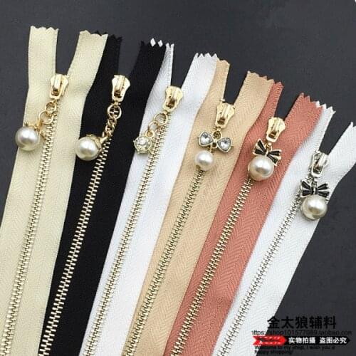 10pcs/lot Metal Zippers 15cm 20cm Closed End Off White Pearl Beautiful Slider Pull for Handbag Trousers Pant Sewing Accessories
