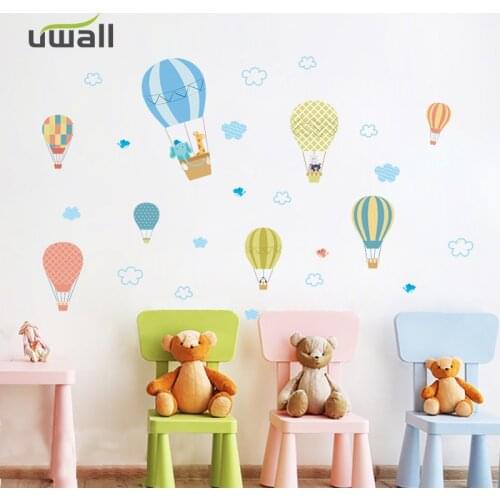Cartoon Color Hot Air Balloon Wall Stickers For Kids Room Baby Bedroom Decor Wall Decoration Home Decor Self-adhesive Sticker