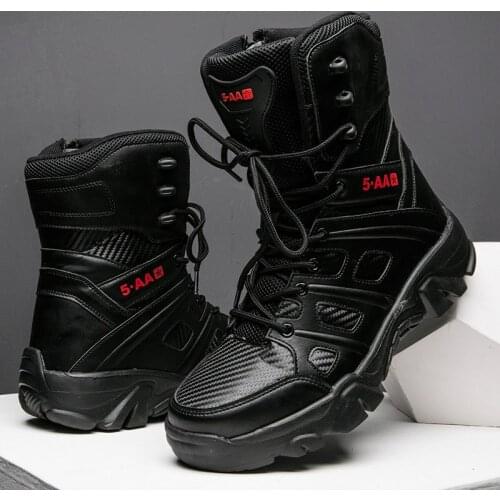 Black High Quality Tactical Boots Men Military Lightweight Mens Army Boots Outdoor Training Trekking Mens Hiking Shoes Sneakers