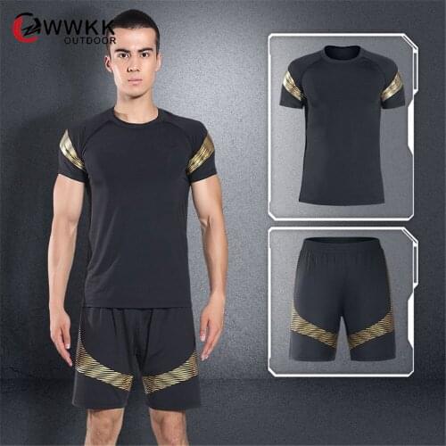 Men Sport Set Compression Pants+T-Shirt/Vest Skin-Tight Jogging Training Clothes Gym Yoga Suits New Professional Running Fitness
