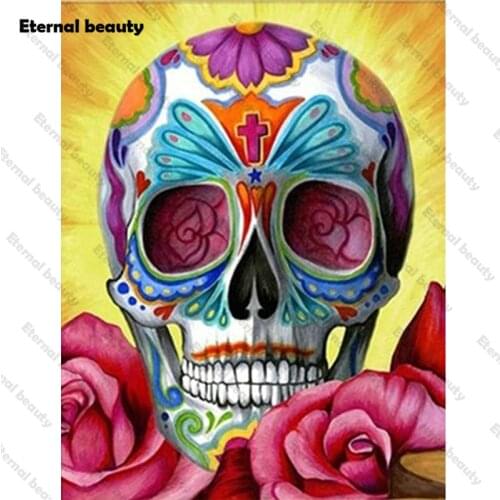 Colorful Skull Diamond Painting Full Square/Round Drill 5D Diy Rhinestone Diamond Embroidery Cross Stitch Kits Home Decor Gift