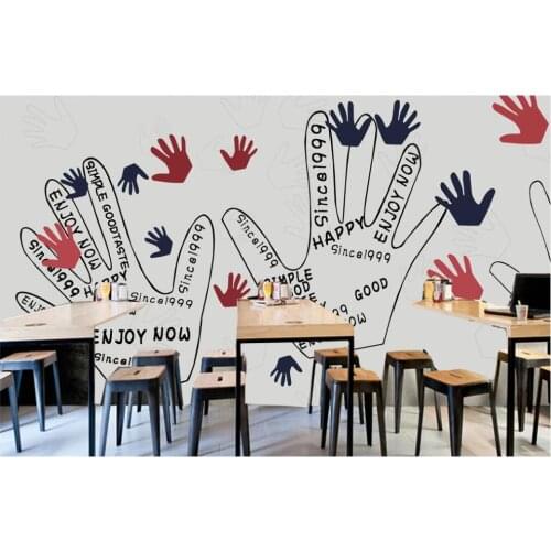 Custom mural 3d wallpaper Hand drawn graffiti palm print KTV dessert shop bar home decor photo wallpaper for living room