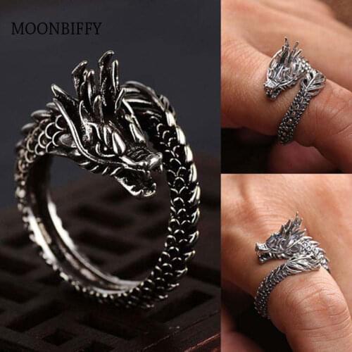 New Fashion Adjustable Dragon Ring Men Women Jewelry Opening Rings