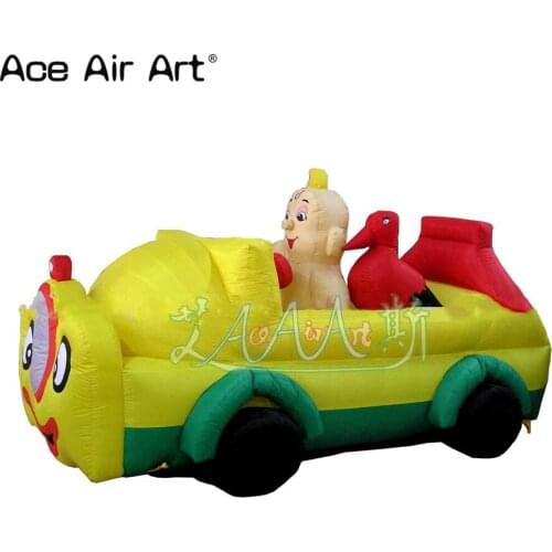 New design outdoor inflatable yellow car replica model,inflatable child go kart toys for yard