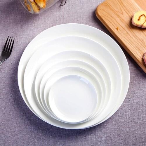 Pure White Bone China Dinner Plate Dessert Fruit Salad Plate Household Cutlery Set Cooking Steak Pasta Plate Kitchen Utensils