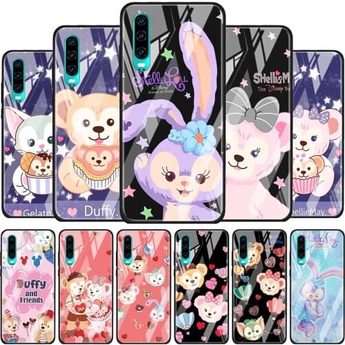 Duffy Disney Bear for Huawei P40 P30 Pro Plus P20 P10 Lite P Smart Z 2021 2020 2019 Luxury Tempered Glass Phone Case
