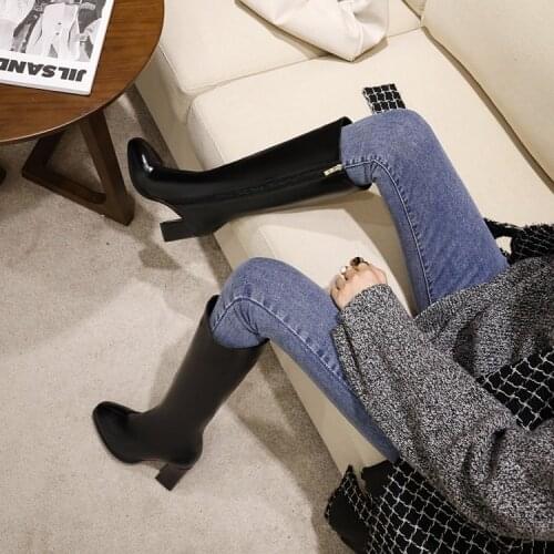 Boots kids fall winter 2020 new side zipper versatile thick heel but knee boots high tube thin high heel Knight boots