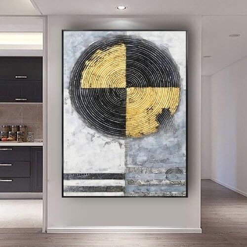 Modern home decoration hand-painted oil painting abstract metal thread pattern canvas painting living room entrance curtain wall