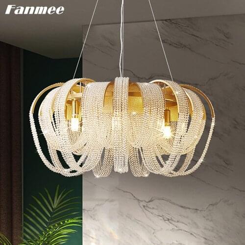 Modern Crystal Ceiling Lamp LED Round Chandelier Lighting for Living Room Gold Cristal Indoor Hanging Lamp Bedroom Light Fixture