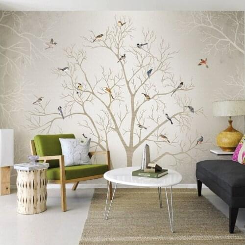 Tuya Art American vintage birds on tree poster mural wallpaper for living room bedroom free shipping discount