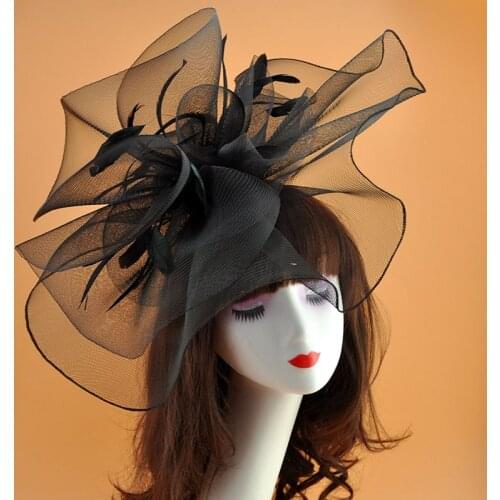 Vintage Bridal Flower Feather Hats Elegant Wedding Accessories Bride Net Hats White Fascinator Hats Womens Formal Occasion