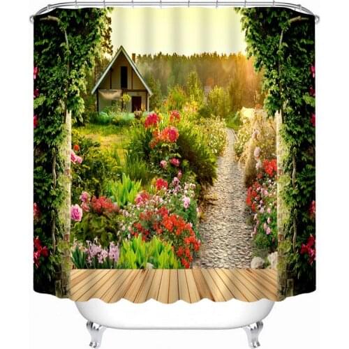 Beautiful scenery pattern 3D Shower Curtain Polyester Fabric Waterproof Shower Curtain Eco-Friendly Bathroom Curtain Home