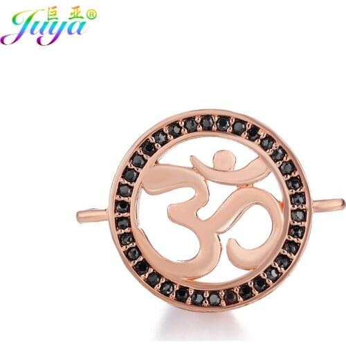 Juya DIY Religious Jewelry Supplies Gold Hinduism Chakra OM Charm Connectors For Women Men Handmade Jewelry Making
