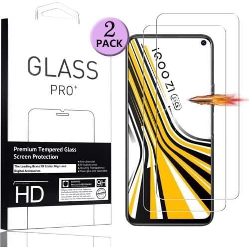 2PCS Tempered Glass for vivo iQOO Z1 Screen Protector for vivo iQOO Z1x Tempered Glass Protective Film
