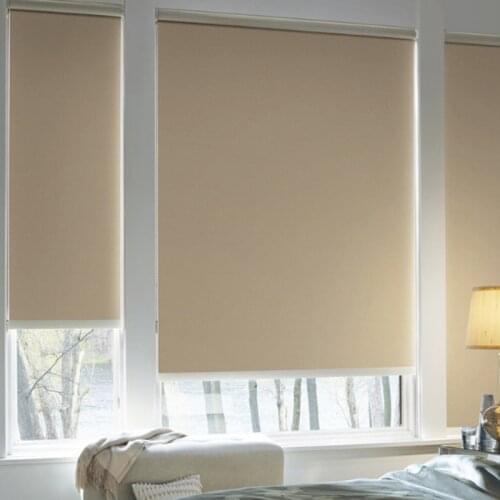 Customized waterproof fabric window roller shades blind white grey color for bedroom living room restroom