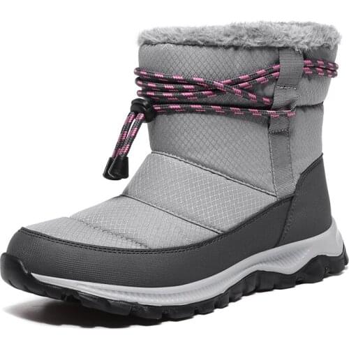 High Top Snow Shoes Women Winter Outdoor Walking Sneakers Fashion Plush Boots Warm Velvet Non-Slip Snow Shoes for Cold Weather