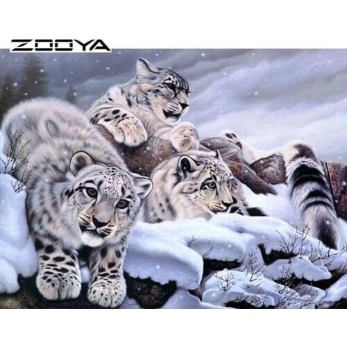 ZOOYA 5d Diamond Painting animal Diamond embroidery landscape snow leopard tiger lion Sale Mosaic Full Square Drill number F732