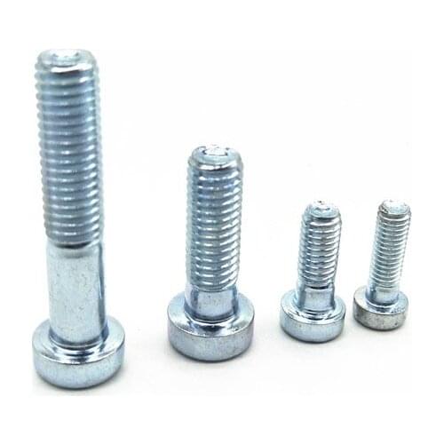 10pcs M4 M5 M6 allen screws inner hexagon thin head cup hair screw with guide hole bolts half tooth bolt DIN6912 white zinc