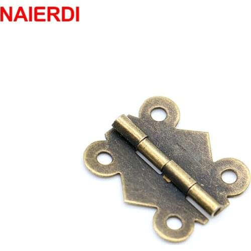 10pcs NAIERDI 40 x 33mm Mini Butterfly Jewellery Box Hinges Bronze Cabinet Drawer Decorate Box Hinge For Furniture Hardware