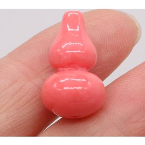 20Pcs Hot Sale Natural Pink Coral Pendant Gourd Shaped Through-Hole Beads For Jewelry Making DIY Necklace Bracelet Accessory