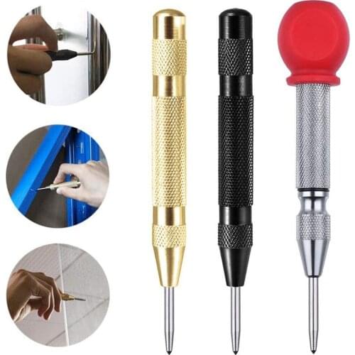 3Pcs Automatic Center Pin Punch Woodworking Tools Metal Drills Automatic Kerner Drill Bit Spring Loaded Marking Starting Holes