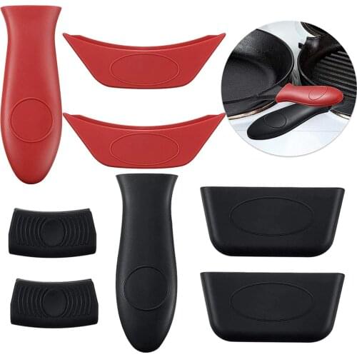 8 Pcs Silicone Hot Handle Holders Pot Holder Sleeves Lid Covers Removable Hot Resistant Cookware Cookware Parts TB Sale