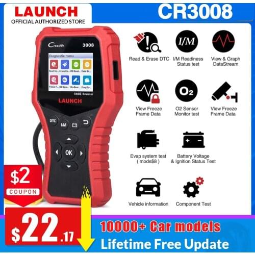 LAUNCH X431 CR3008 OBDII Automotive Scanner OBD2 Code Reader Diagnostic Tool Check Engine Battery Voltage Free Update pk KW850