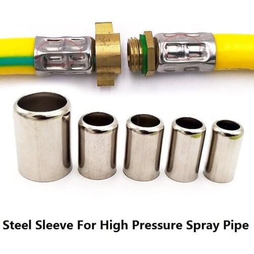Free Shipping Stainless Steel Sleeve Crimp Machine Hose Connector 50Pcs Sprayer Soft Pipe Joint High-pressure Fixed Pipe Sleeve