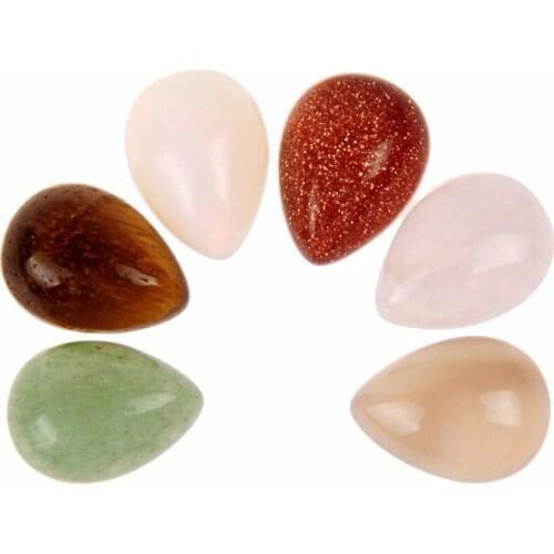 Druzy Waterdrop Cabochon CAB Random Color (Natural)Tigers Eye Green Aventurine Onyx(Synthetic) Goldsand Stone Opalite 36Pcs