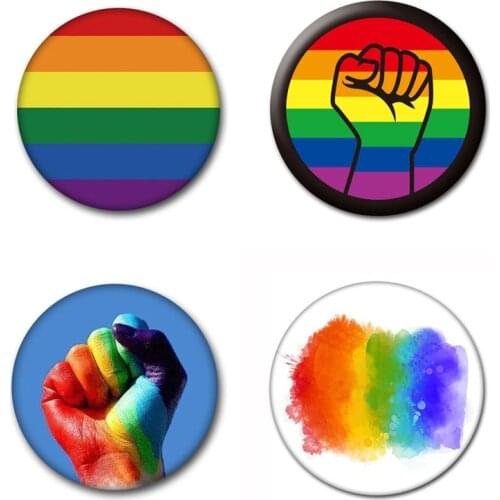 Pride Rainbow Gay Pins Flag Tinplate Badge Support Gay Lesbian Bisexual Transgender Symbol Pin Icons Brooch Jewelry Accessories