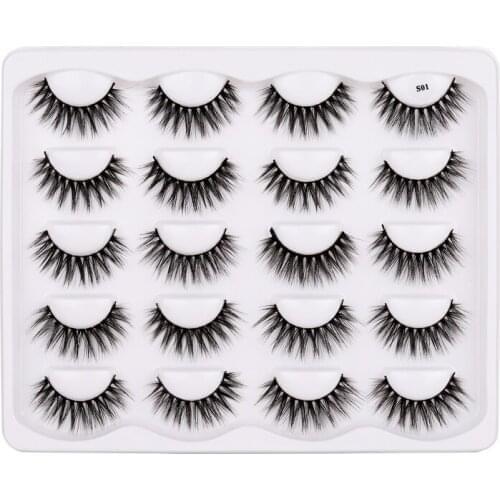 Thick Natural Long 10 Pairs False Eyelashes Set Soft & Vivid Crisscross Hand Made 3D Fake Lashes 20 Sets/lot DHL Free