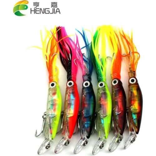 HENGJIA 6pcs hard plastic big octopus fishing lures wobblers crankbaits catfish jigs pesca sea swim baits 14cm 40g 1#hooks