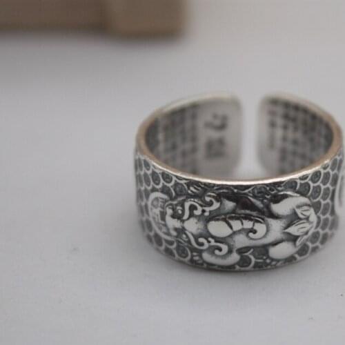New Sterling Silver S925 Ring For Women Men Ring Female Pixiu Luck Unique Designed Ring 10mmW 2018 US 7-12 Fashion Hot
