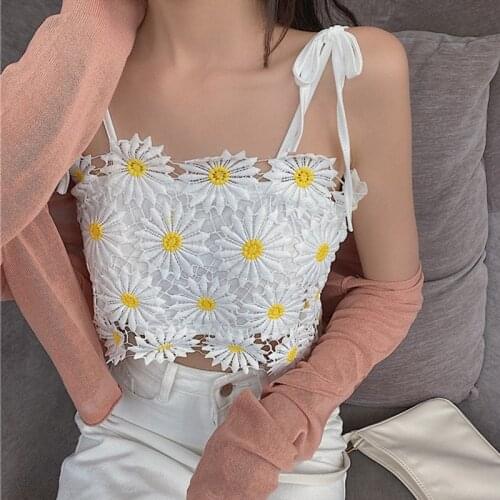 Crop Top New Fashion Women Sexy Floral Lace Summer Camis Female Casual Tank Tops Vest Sleeveless Cool Streetwear Clothing
