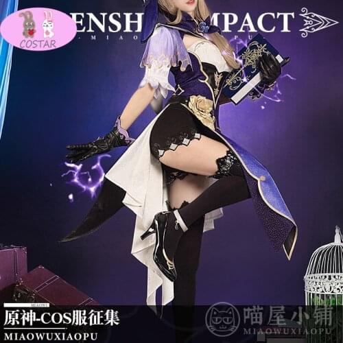 Anime Genshin Impact Fischl Cosplay Costume Game Suit Purple Lovely Dress Uniform Halloween Party Outfit For Women Girls New