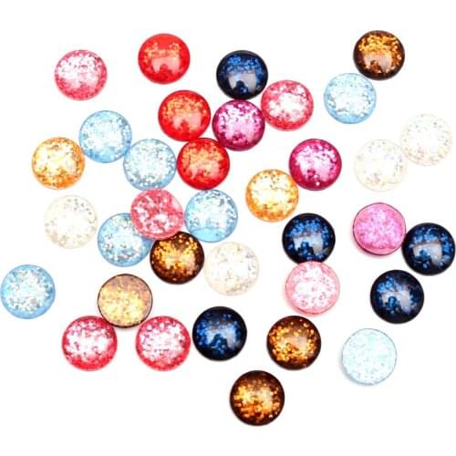 12 mm Resin Mixed Transparent Glitter Round Decoration Crafts Flatback Cabochon Embellishments Scrapbooking DIY Accessories
