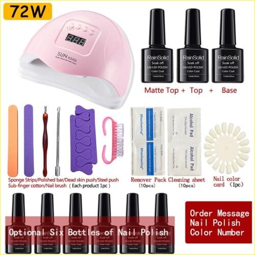 Manicure set With LED UV Lamp Gel Nail Kit 6 Pcs Gel Nail Polish Set Top Coat Soak Off Gel Varnish DIY Art Nails Tool Accessorie