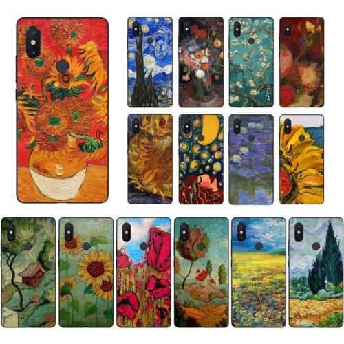 Oil Painting Vangogh Black TPU Soft Phone Case Cover For Xiaomi mi5 6 5X 6X Mi9 9SE mi8lite Mi10 Mi10Pro Pocophone F1