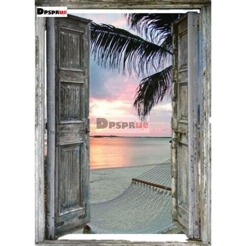 5D DIY Diamond Painting Full Square/Round Landscape Door Beach Sea Cross stitch Kit Mosaic Rhinestones Diamond Embroidery D224