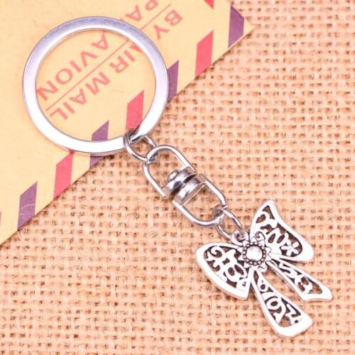 New Fashion Keychain 24*19 mm bowknot bow Pendants DIY Men Jewelry Car Key Chain Ring Holder Souvenir For Gift