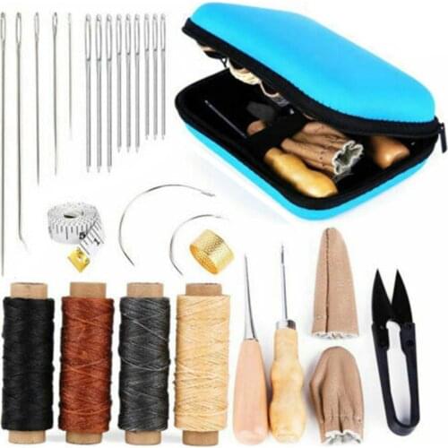 New Leather Sewing Kit, Leather Sewing Tools With Large-Eye Stitching Needles, Waxed Thread, Awl DIY Hand Tools