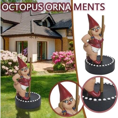 New Garden Pole Dancing Gnome Resin Gnomes Statue Pole Dancing Garden Gnome Resin Gnome Sculpture Yard Decoration Dropshipping